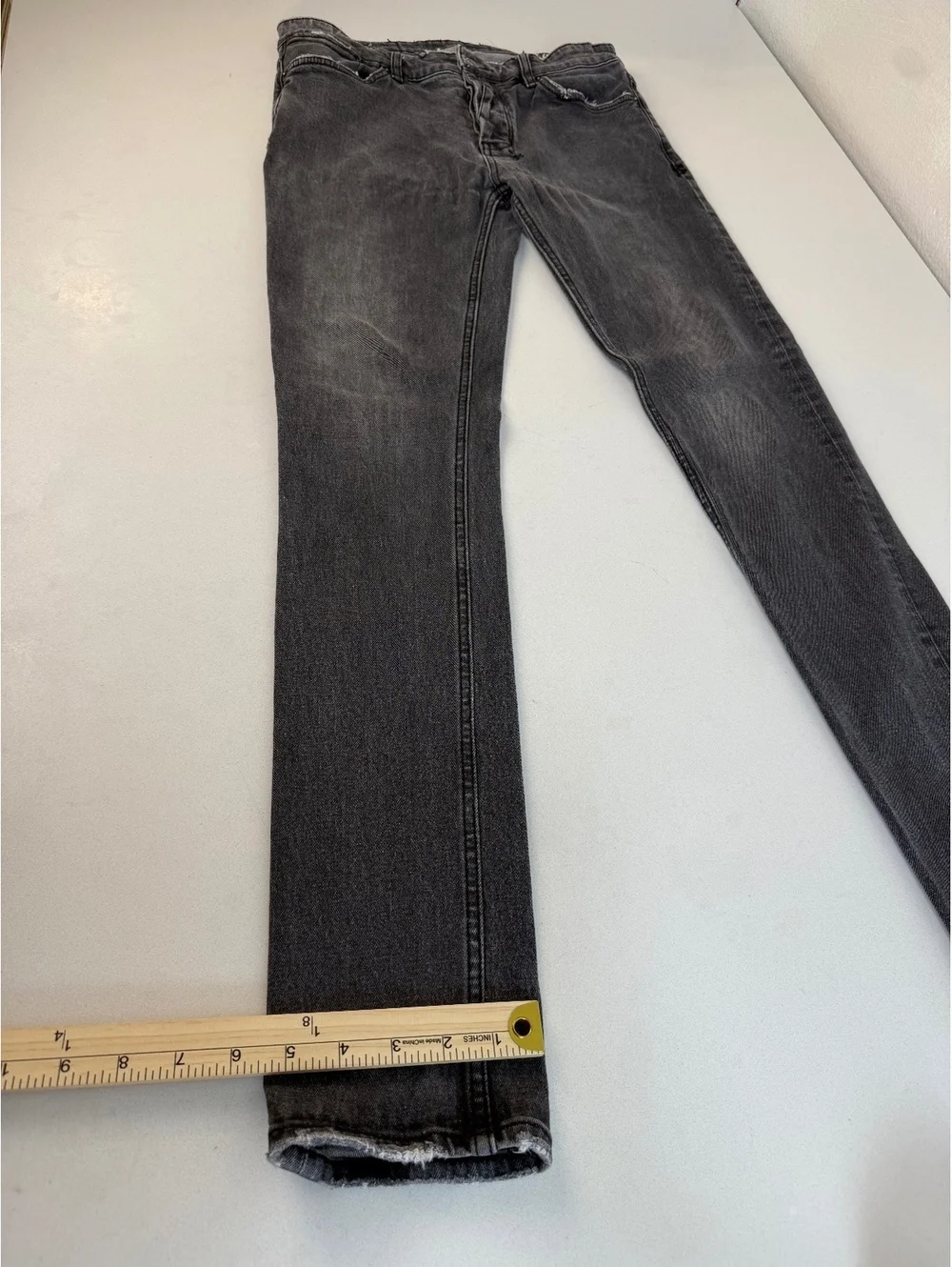 Black Skinny Jeans with Cross Stitch Detail and Frayed Edges